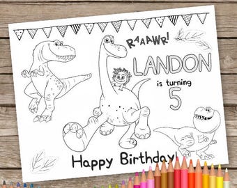 dinosaur birthday coloring