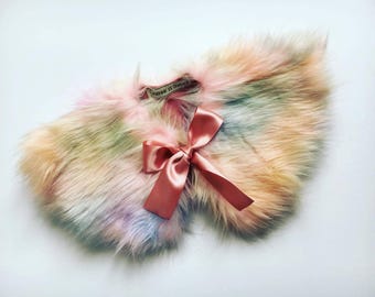 Celeste Striped Faux Fur Cape