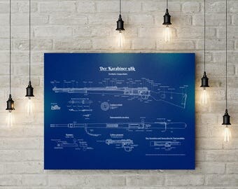 Mauser K98 German Rifle Patent Print  - WW2, Wall Art Decor, WWII army, militaria, gun patent art, blueprint, karabiner, kar98 poster, guns