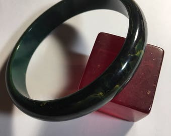 Vintage Blue Moon Marbled Bakelite Bangle Bracelet