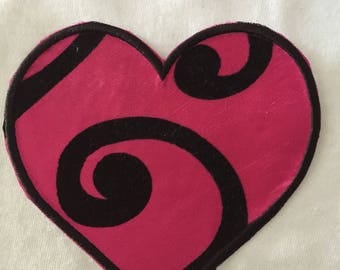 Pink Black Heart applique Goth Steampunk