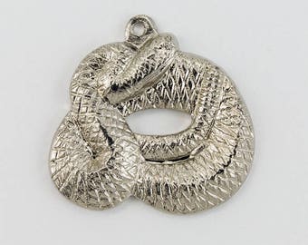 15mm Silver Coiled Snake Charm #216A