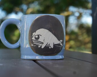 Miffed walking whale Sgrafitto Mug