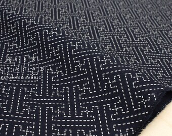 Japanese Fabric - sashiko sayagata - navy blue - 50cm
