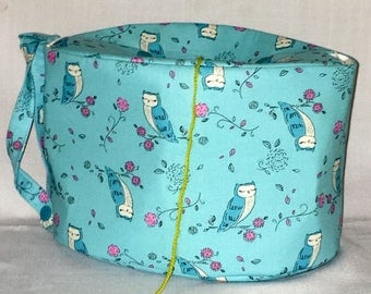 Oval Yarn Owl project bag, perfect for 2 at a time socks