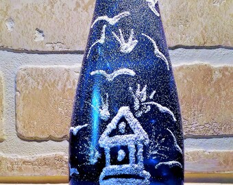 Lighted wine bottle