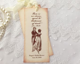 Jane Austen Bookmarks, Favor Bridal Shower Bookmarks, Tenderness of Heart, Pride and Prejudice, Set of 10