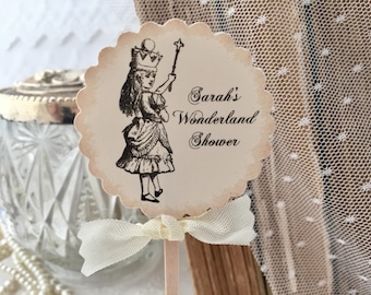 Alice in Wonderland Cupcake Toppers, Alice Cupcake Toppers, Food Picks, Baby Shower, Bridal Shower, Set of 12