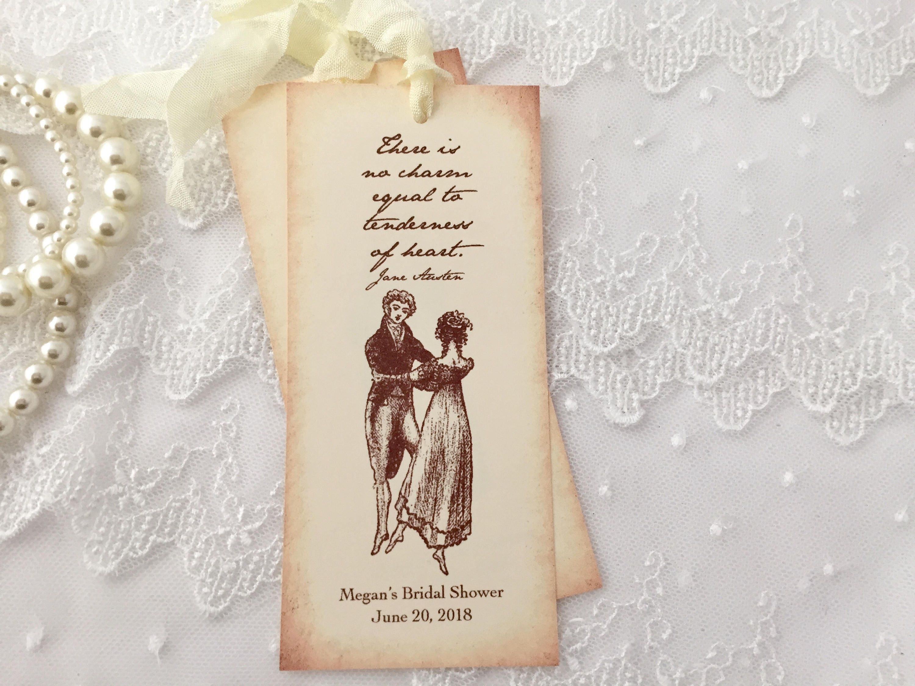 Jane Austen Bookmarks Favor Bridal Shower Bookmarks