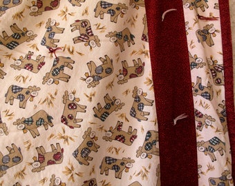 Vintage Cow Coverlet Lap Baby Children Quilt Throw 45 x 65 Shabby Cottage Chic Farmhouse Farm