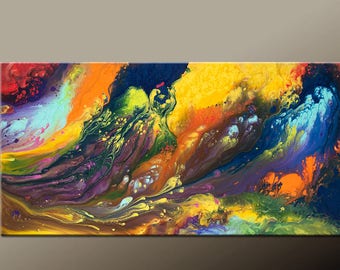 Abstract Canvas Art Painting - 48x24 Contemporary Original Canvas Art by Destiny Womack - dWo - In the River of Dreams