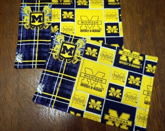 Two University of Michigan Snack Mats or Mug Rugs for the Wolverine Fan
