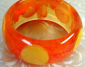 Signed PANNTI Bakelite Bangle ORANGE and BUTERSCOTCH