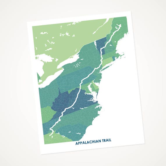 Appalachian Trail Map Print. Choose the Colors and Size.