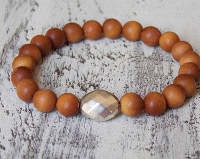 Yoga Sandalwood Meditation Bracelet Boho Beaded Genuine Wood Natural Elements Spiritual Yoga Jewelry Layering Bohemian Stack Bracelet