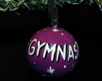 Gymnastics - Hand Painted Ornament - Personalized - Solid Wood