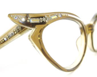 Vintage Winged Cat Eye Glasses Eyeglasses or Sunglasses France Frame