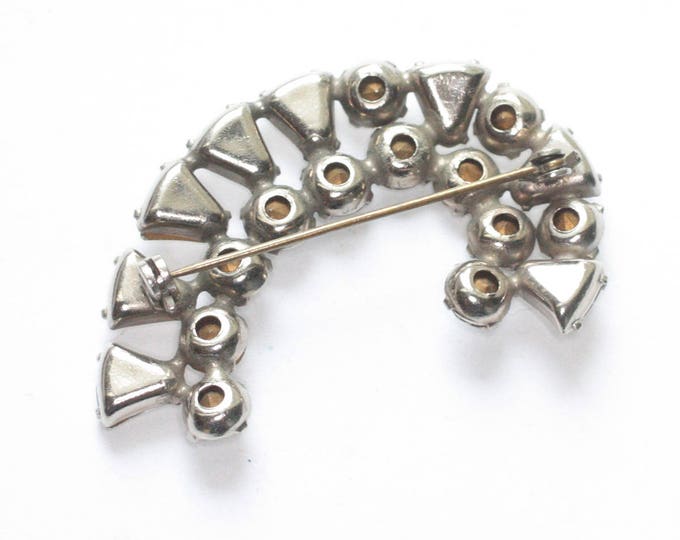 Curved Crystal Rhinestone Brooch Diamante Wedding Special Occasion