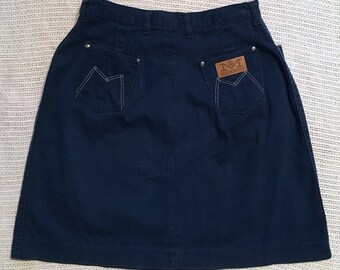 Vintage Maverick Blue Denim A-Line Knee Length Skirt Size 8