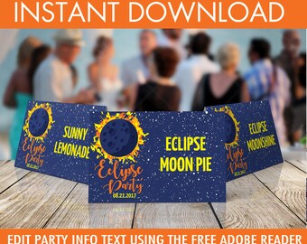 Solar Eclipse Food Label - Eclipse Party, Solar Eclipse Theme | Editable Text - Instant Download PDF Printable