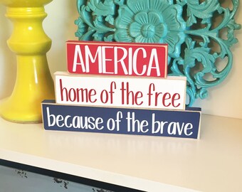 America Stackers- 4th of July, Independence Day, Americana Decor, Fourth of July Decor, Summer Decor, USA Decor, America Sign