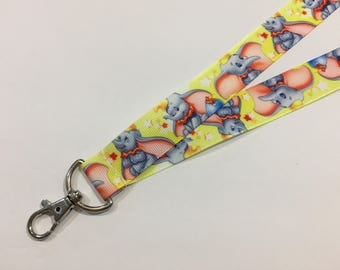 Dumbo the Flying Elephant Lobster Claw ID Lanyard or clip to your cell phone or keys