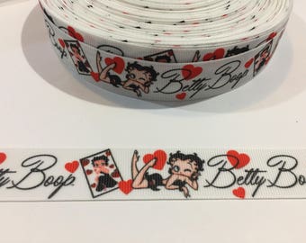 3 Yards of Ribbon - Betty Boop Pin Up 7/8 inch Wide
