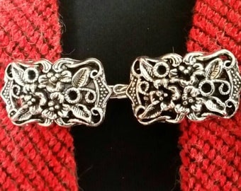 Sweater Clip Silver Tone Filigree Short Strong Link Handmade in Australia