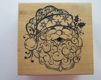 rubber stamp - stylized SANTA CLAUS by Inkadinkado - used rubber stamp
