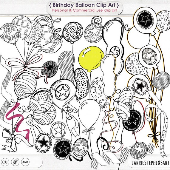Birthday Balloons ClipArt Birthday Party Line Art