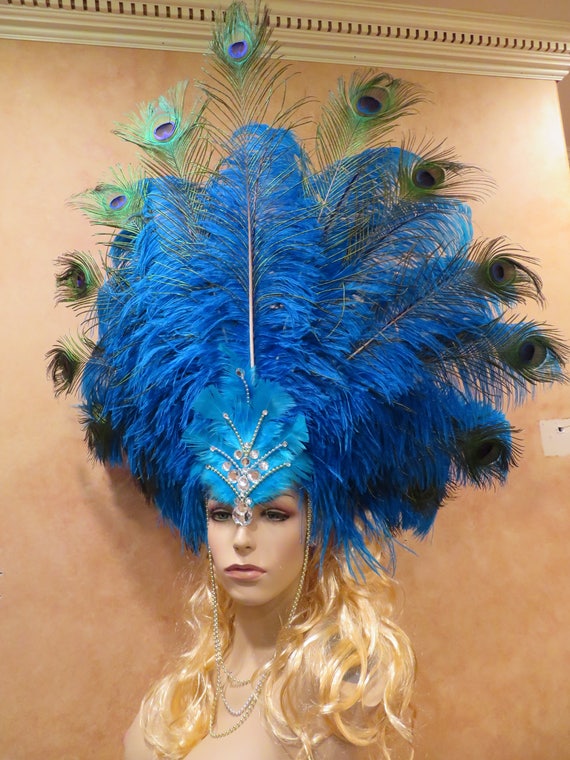 Big PEACOCK Rio Carnival Costume Headdress Crown Samba