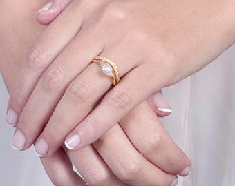 engagement ring pearl wedding ring rose gold engagement ring vintage style ring - Wedding Ring And Engagement Ring engagement ring pearl wedding ring rose gold engagement ring vintage style ring - Wedding Ring And Engagement Ring