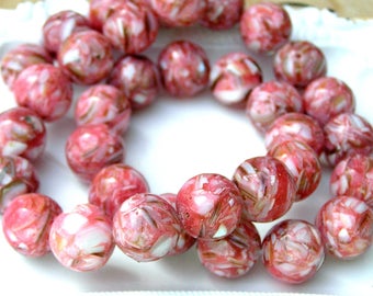 Pink Mosaic Shell Beads, 15mm, 34 ct.