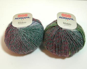 Mistero Trends Adriafil Wool Blend Yarn For Knitting and Crochet, Variegated Rose and Green, 2 Skeins, 50g, 90m