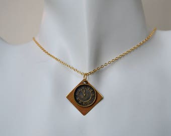 Brass Clock Charm Necklace Set