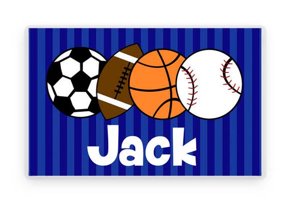 Personalized Placemat, Kids Personalized Place Mat, Sports Personalized Gift, Sports Balls Personalized Placemat, Kids Personalized Gifts Il_570xn