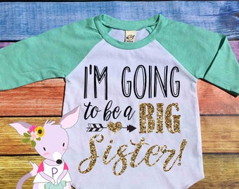 I'm going to be a big sister raglan top girls big sister shirt pregnancy announcement shirt big sister announcement shirt raglan glitter top