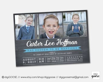 SAME DAY // LDS Baptism invitation // Boy Invite // Printable Baptism Invitation // Boy Lds Baptism // Printable // Chalkboard Invite