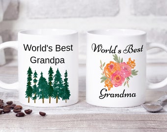 Worlds Best Grandpa Mug - Worlds Best Grandma Mug - Grandparent Gifts - Grandparent Mugs - Grandparent Coffee Mugs - Grandparents Day Gfits