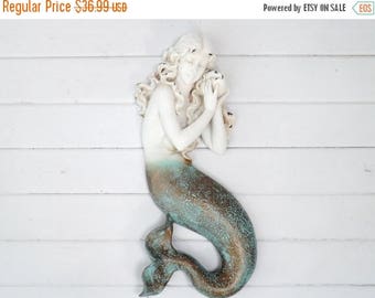 ON SALE Mermaid Wall Plaque / Mermaid Sculpture / Mermaid Wall Decor / Coastal / Beach House