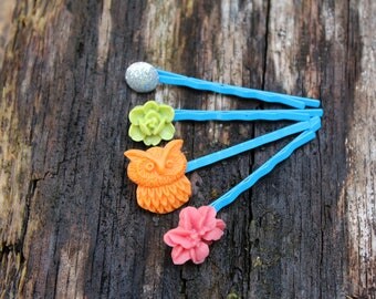 Grande, Mediano, Chico Bobby Pin Set - Owl