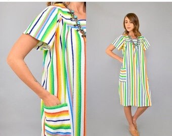SUMMER SALE Rainbow Stripe Terry Cloth Dress