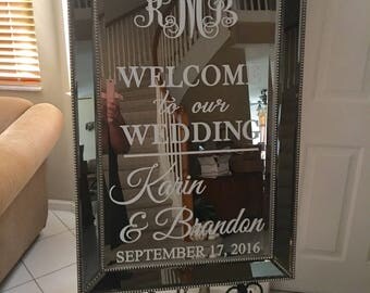 Wedding Welcome Mirror Decal/Welcome Wedding Mirror Hashtag Vinyl Decal/ Wedding Welcome Sign/ Welcome Mirror/ Hashtag Sign/Bridal Shower