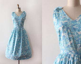 vintage 1950s dress // 50s floral day dress
