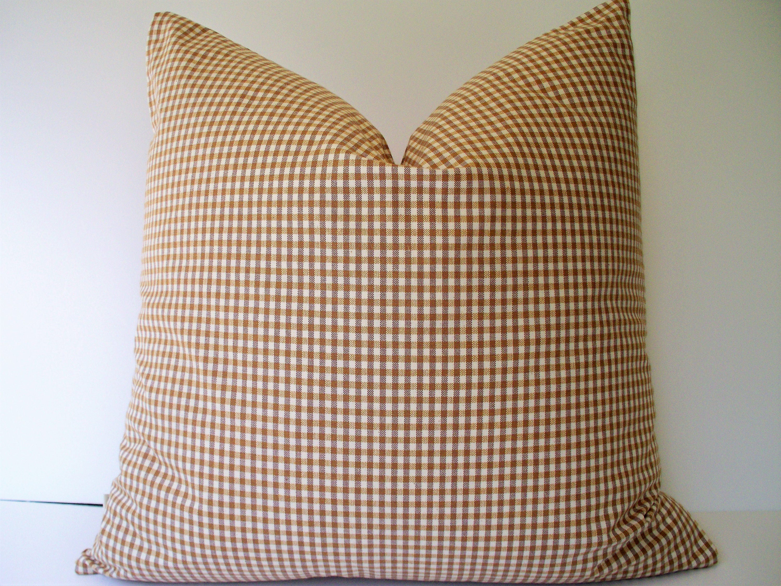 Farmhouse Pillow Cover Brown Gingham Pillow Brown Check