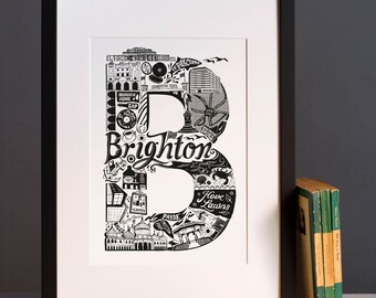 Best of Brighton print - Graduation gift - University town - Typographic art - Brighton poster - Brighton artwork