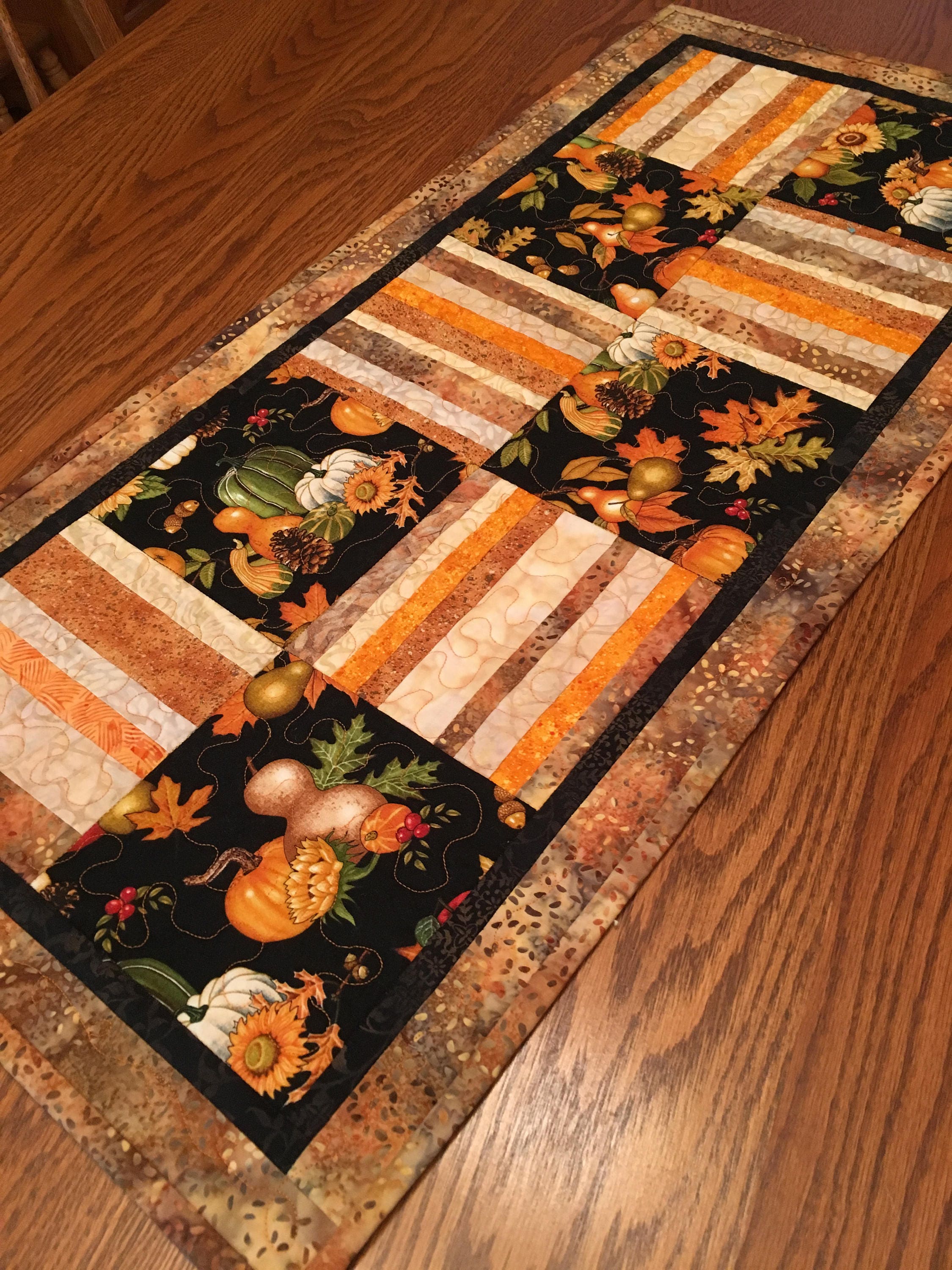 Autumn Quilted Table Runner, Handmade Autumn Table Runner, Quilted Fall