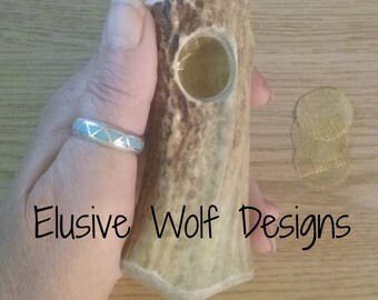 Mega Bowl Antler Pipe - Personal Pipes - Travel Pipes - Pocket Pipes - Bone Pipes - Tribal Pipes - Elusive Wolf
