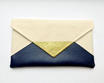 Navy Glitter Envelope Clutch, Glitter bridesmaid clutch, bridesmaid gift, bridal clutch, wedding gift set, gift for her
