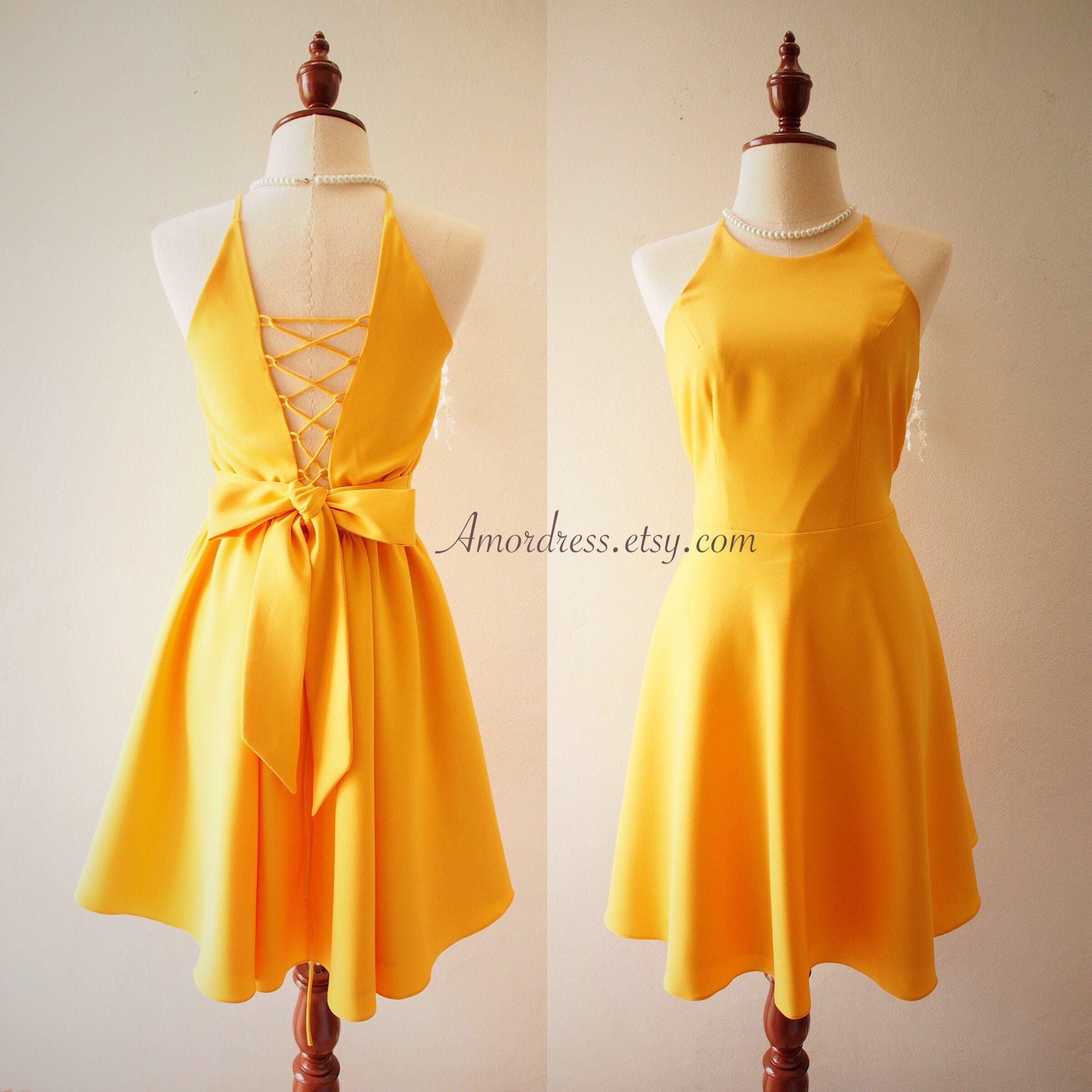 Mustard Dress Backless Dress Mustard Yellow Summer Dress
